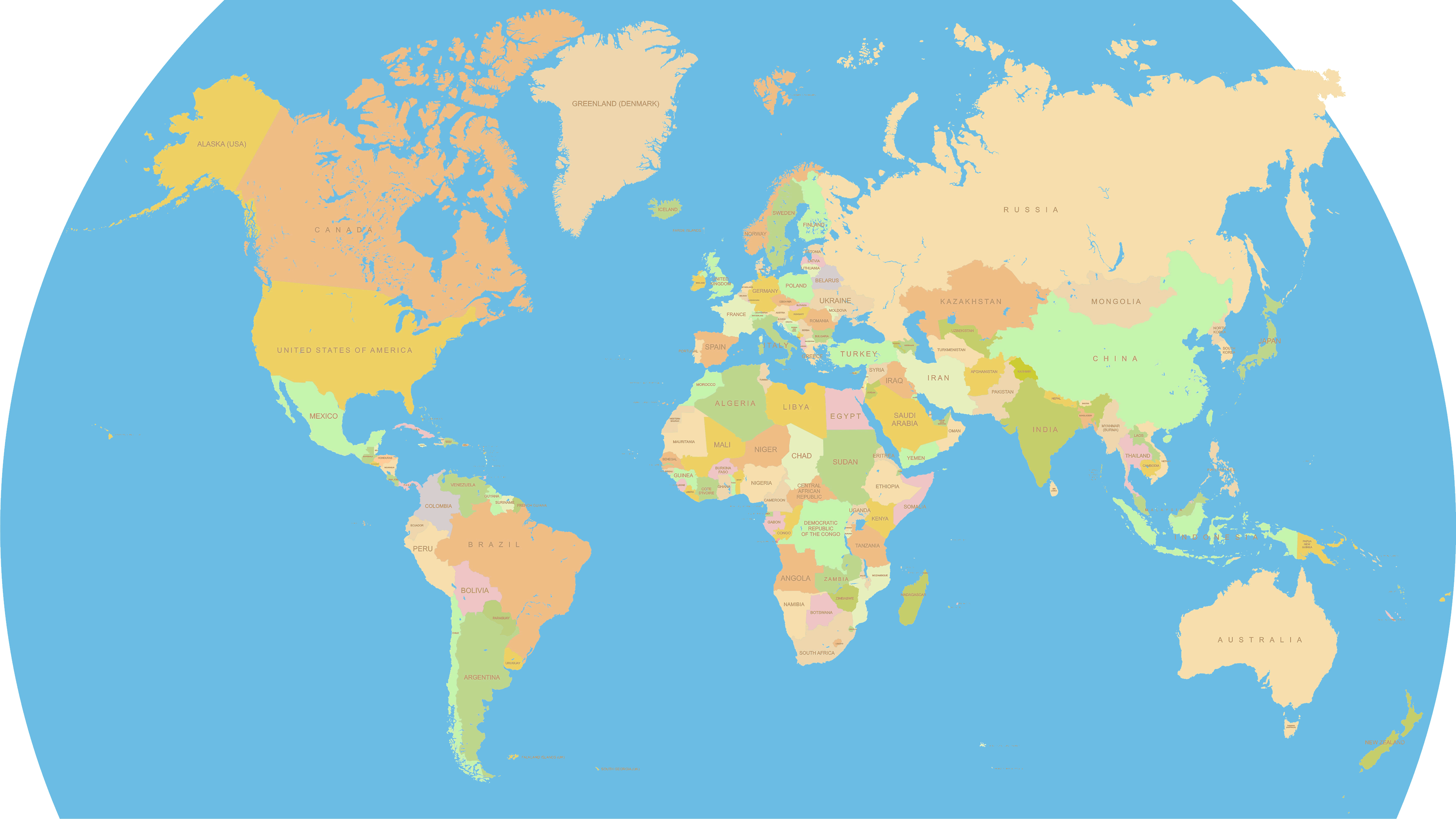 Monde Politique Carte Avec Pays