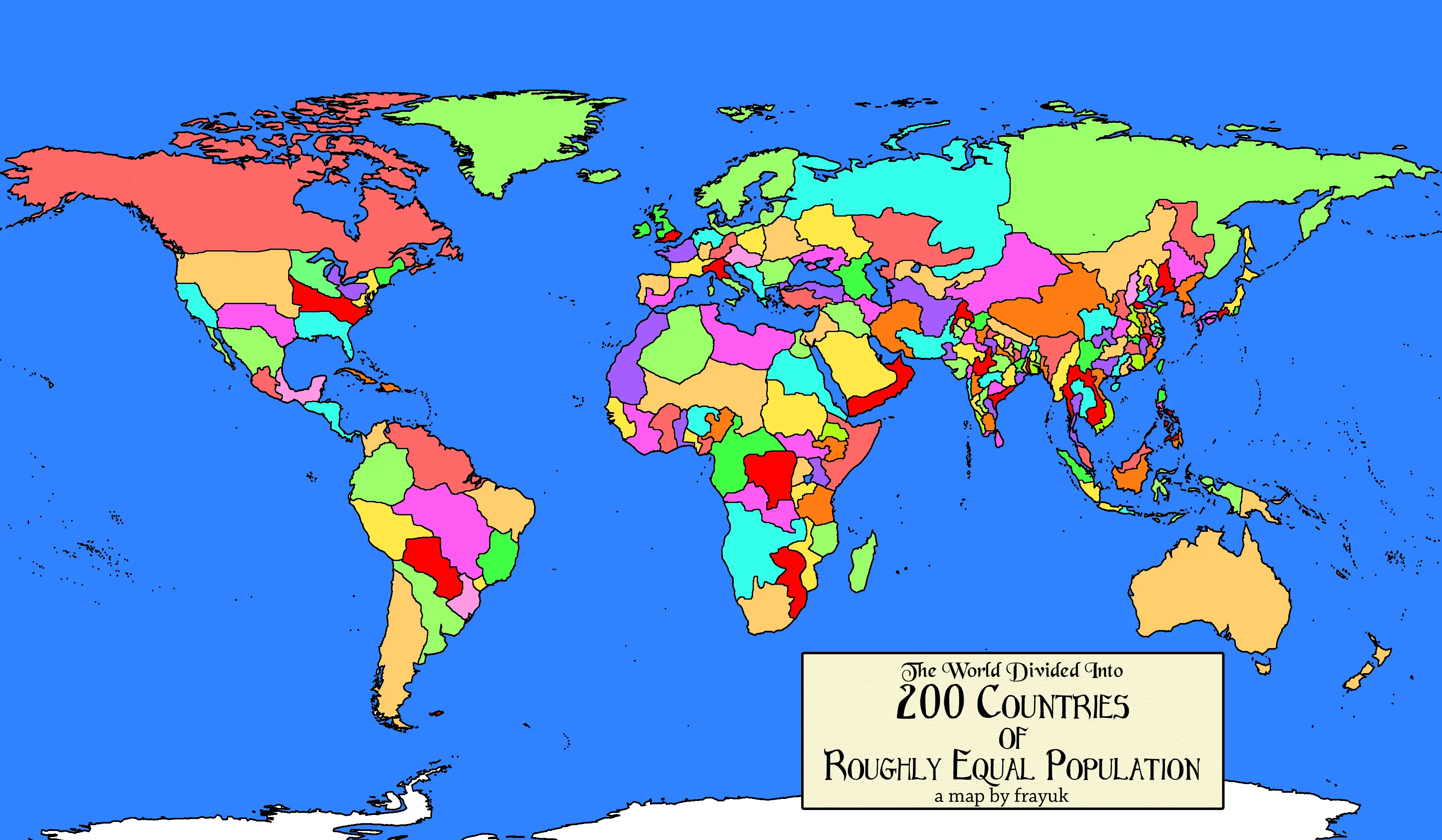 Carte densite de population par pays du Monde