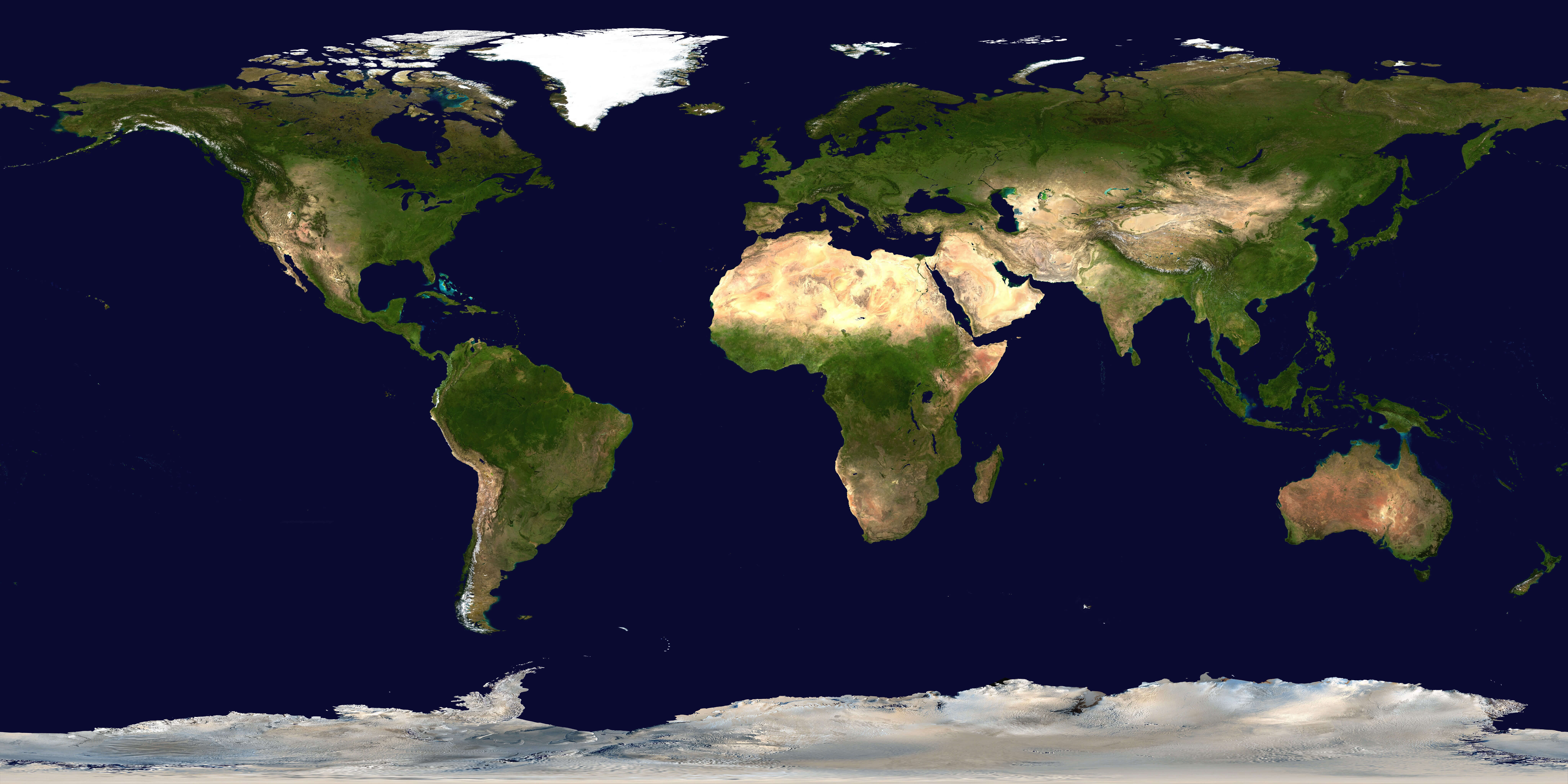 Carte satellite composition surface entiere Terre