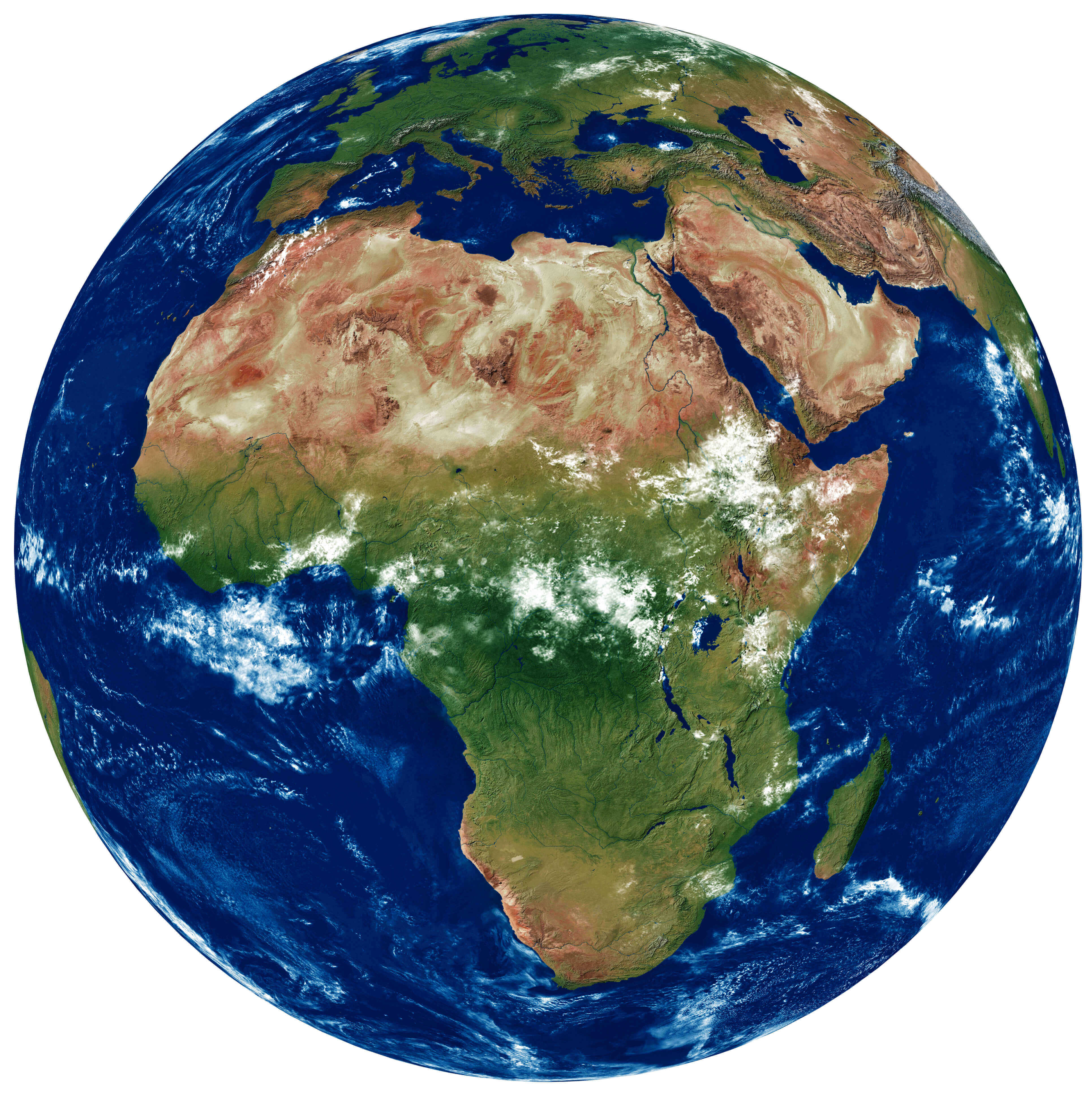 Carte satellite du Monde Afrique
