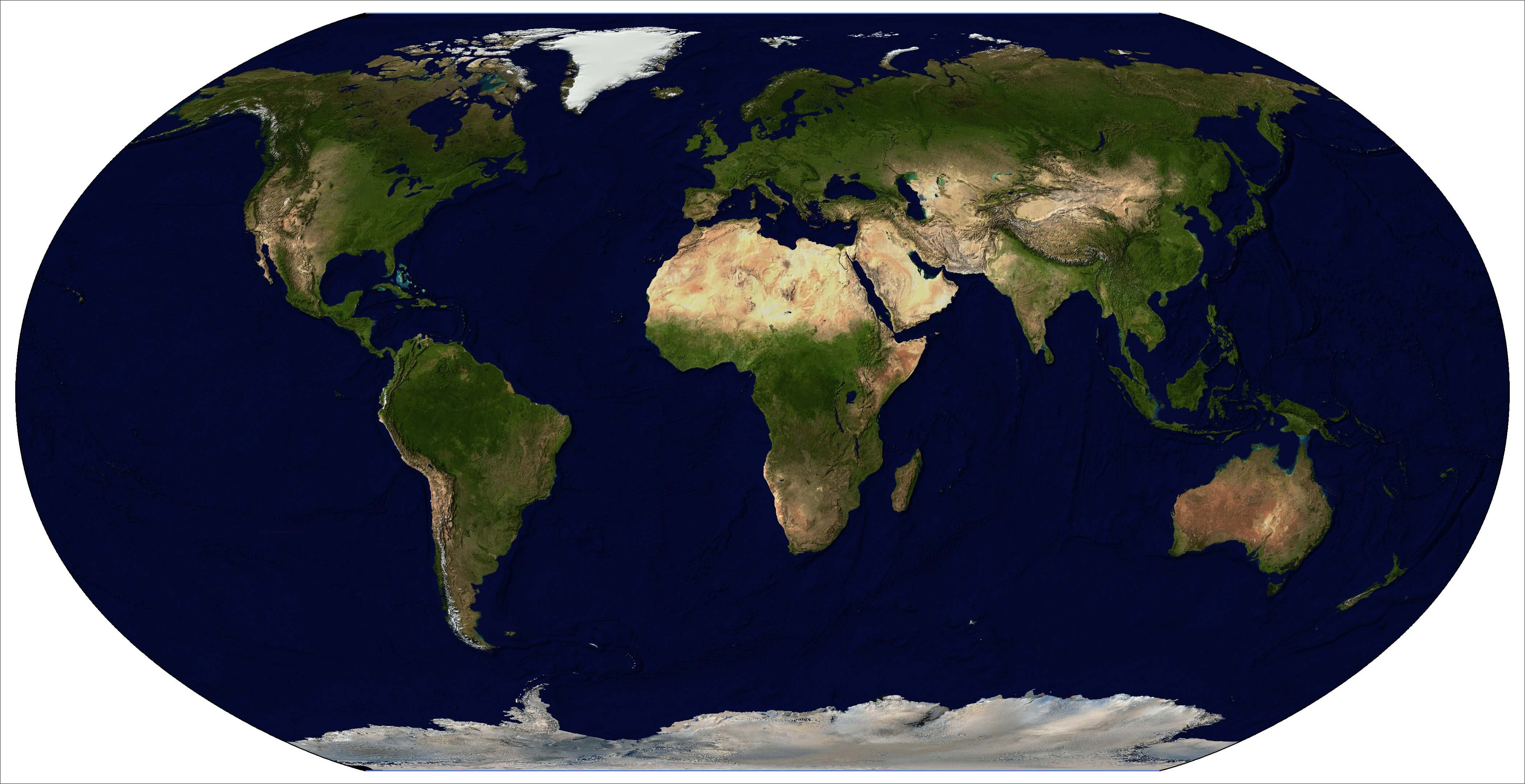 Carte satellite du Monde