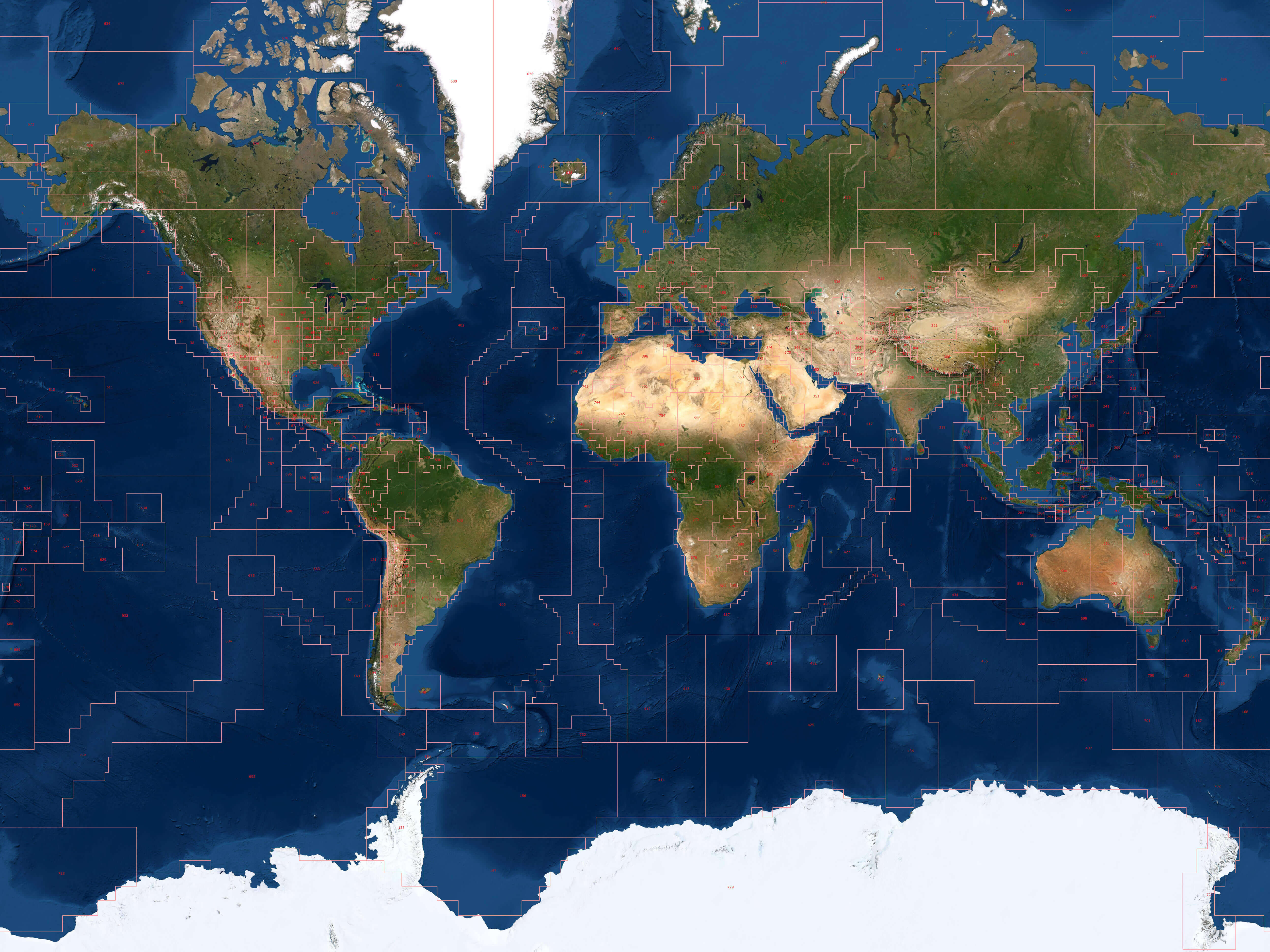 Contours des regions du Monde