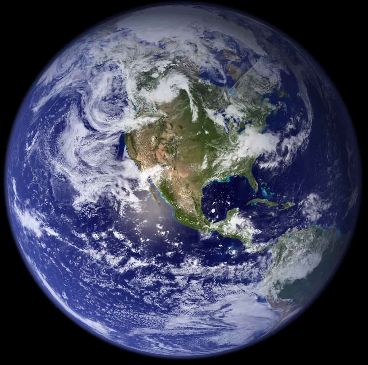 Carte Terre et Amerique du Nord