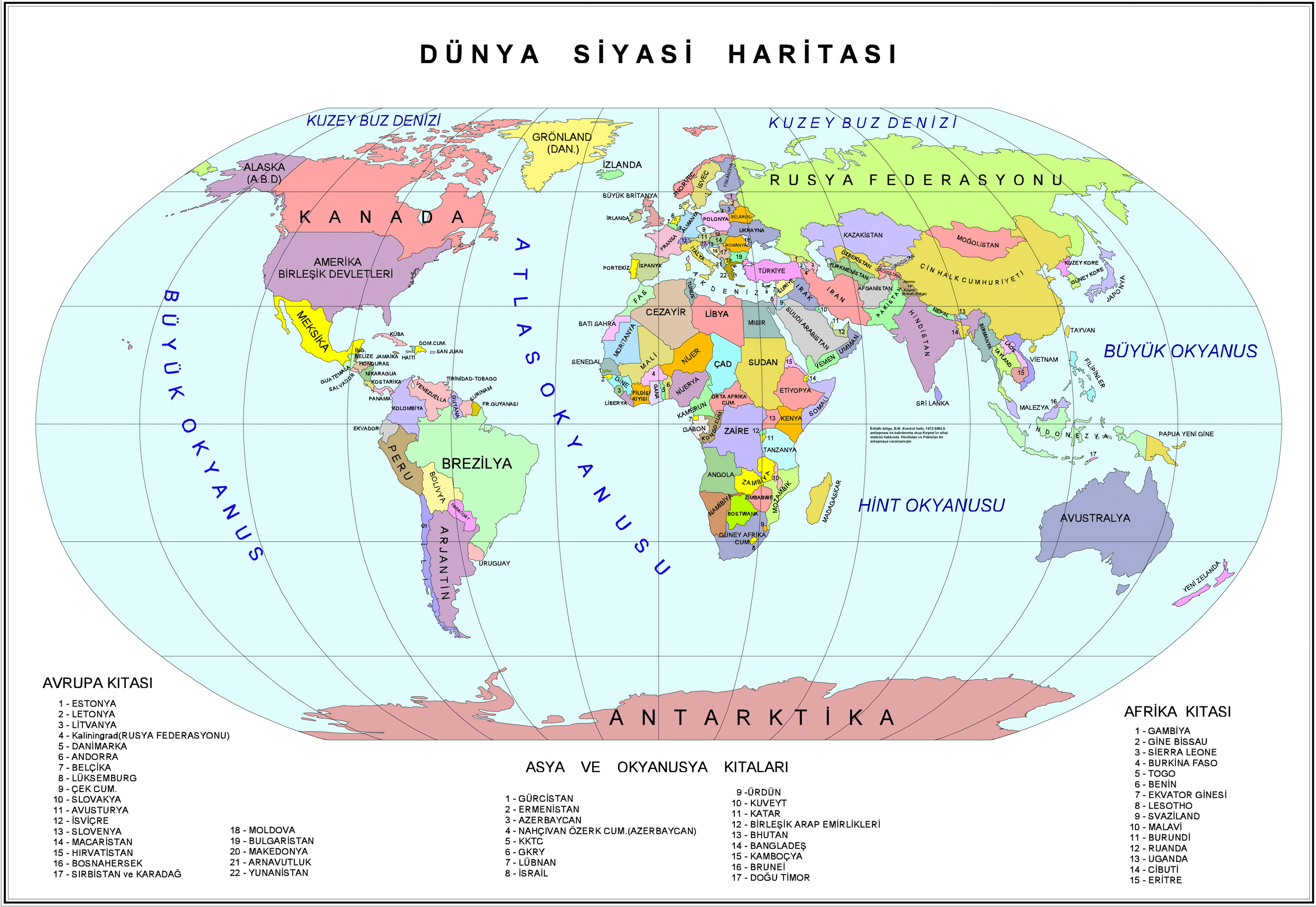 Turc Monde Politique Carte