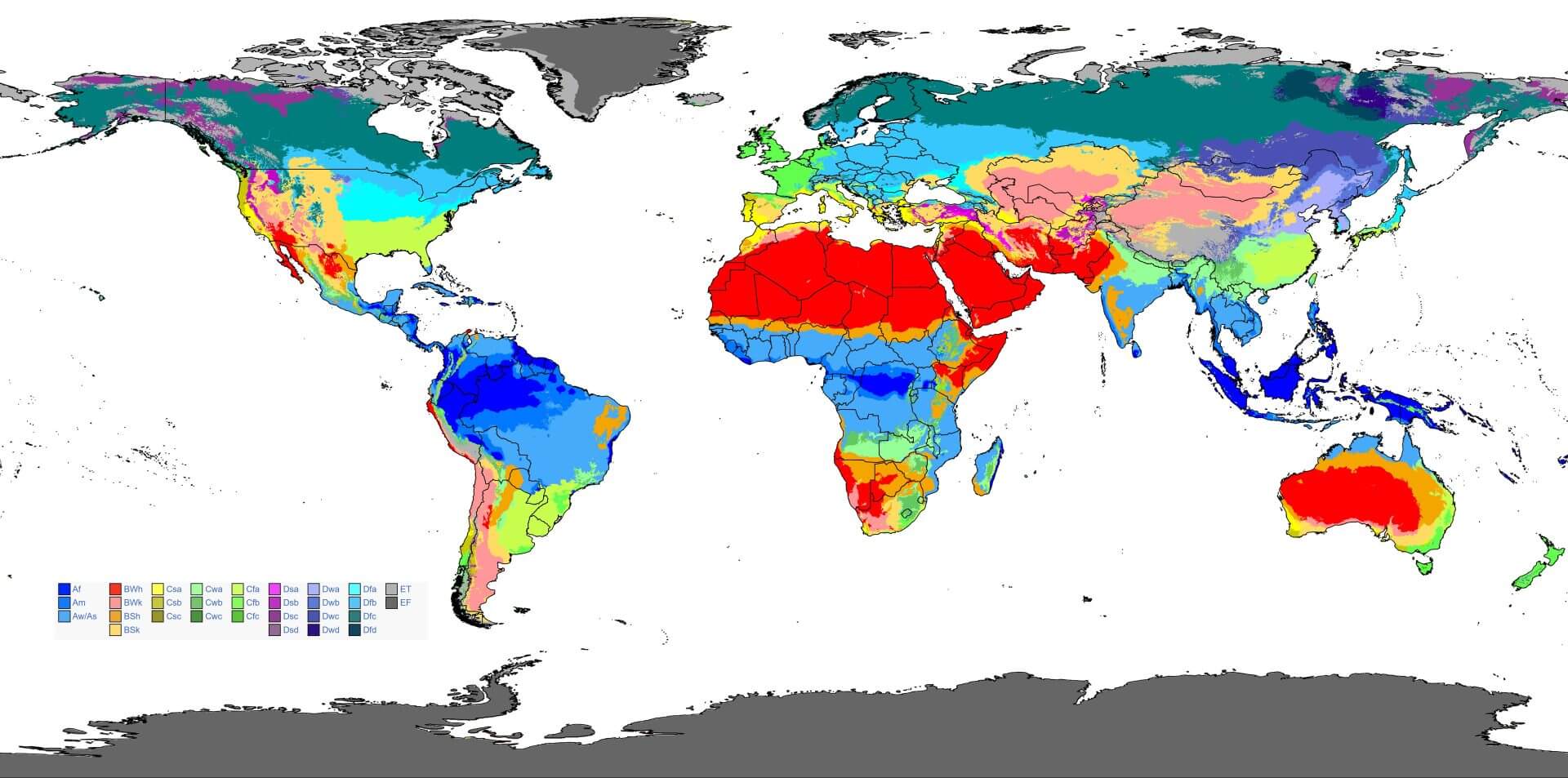 Carte climatique du Monde vierge