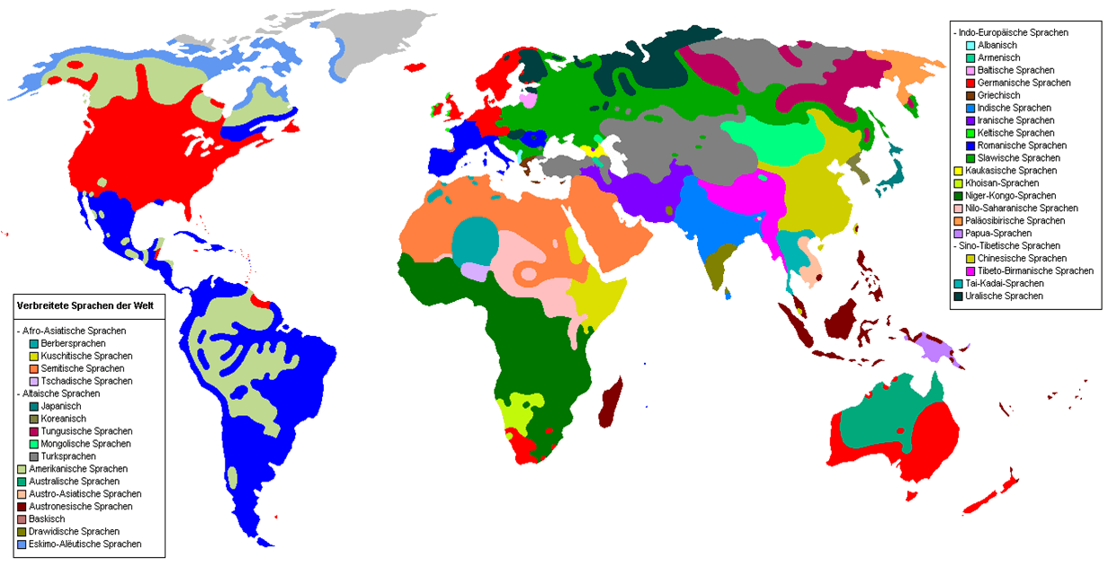 Carte des dialectes du Monde vierge