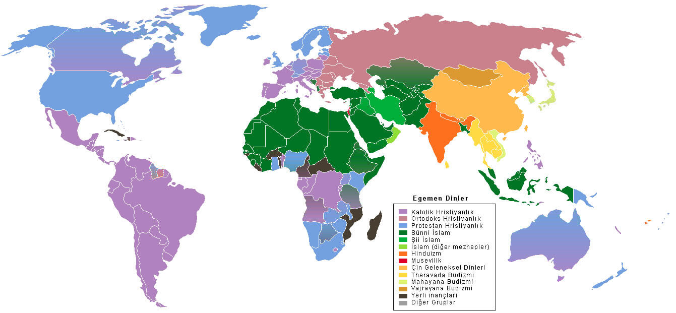 Carte des religions du Monde vierge