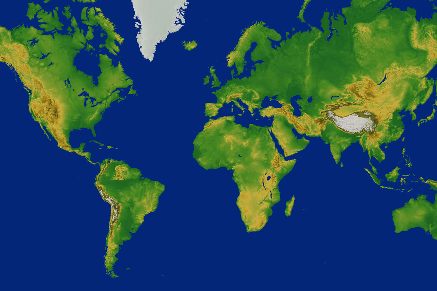 Carte du Monde vierge avec elements physiques