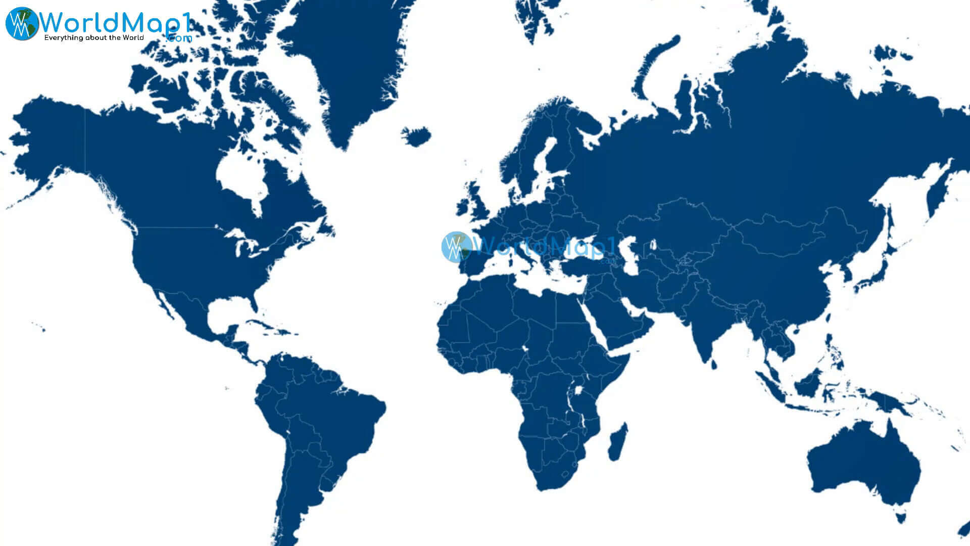 Carte du Monde vierge bleu fonce