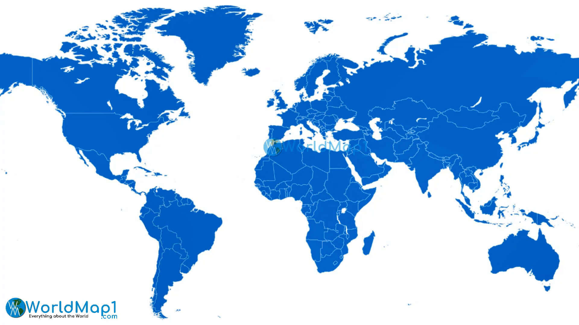 Carte du Monde vierge bleue avec continents