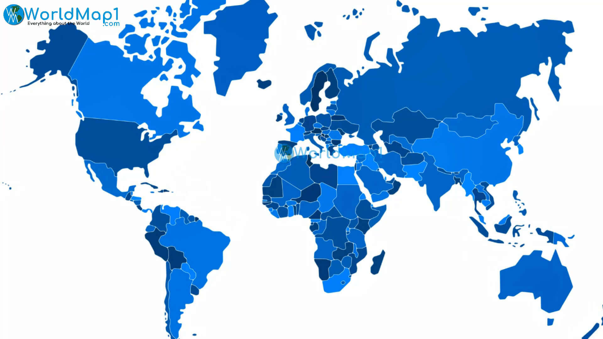 Carte du Monde vierge couleur bleue