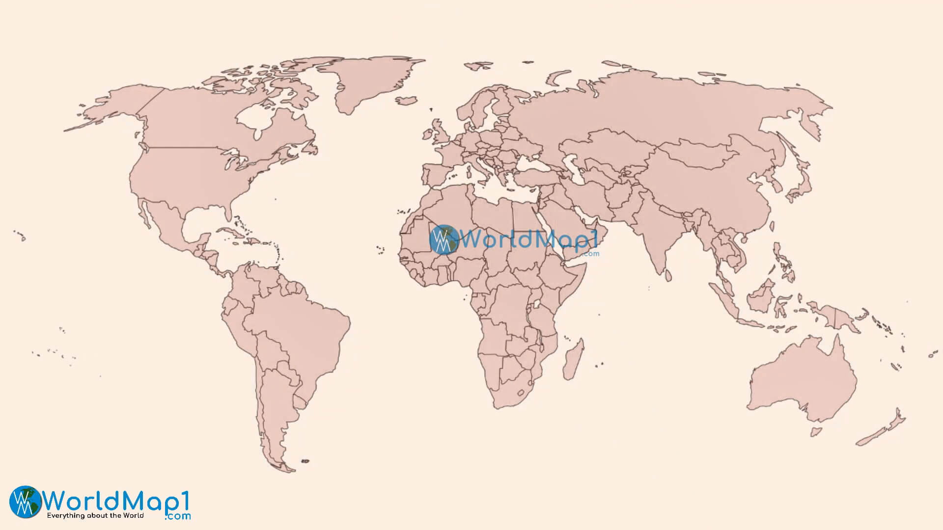 Carte du Monde vierge rouge rubis