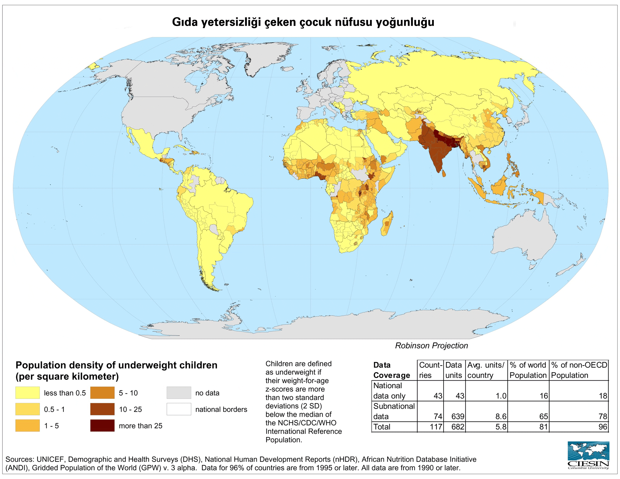 Carte penurie alimentaire du Monde en Turc