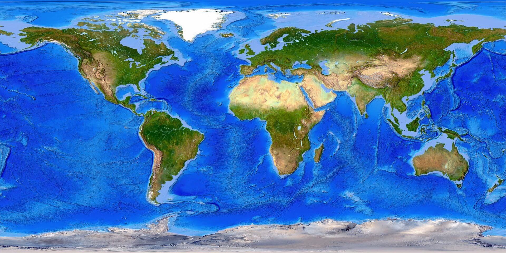 Carte topographique du Monde vierge