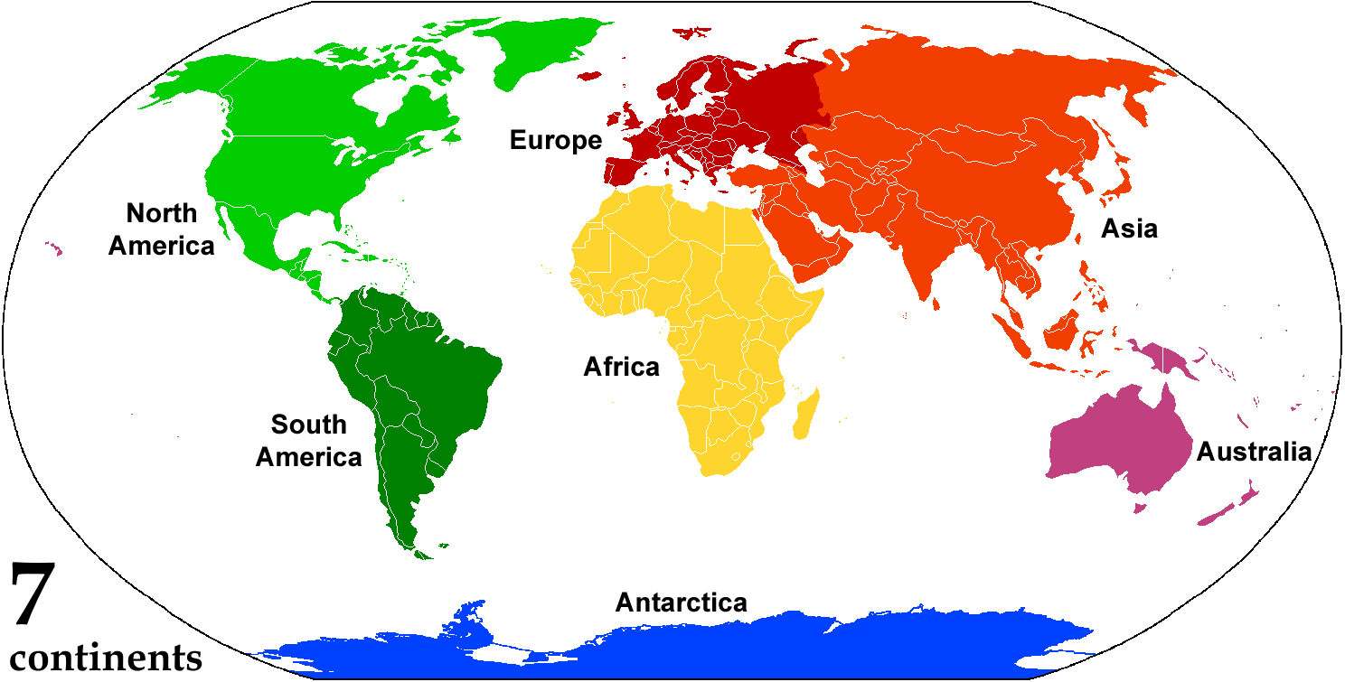 Carte vierge des continents du Monde