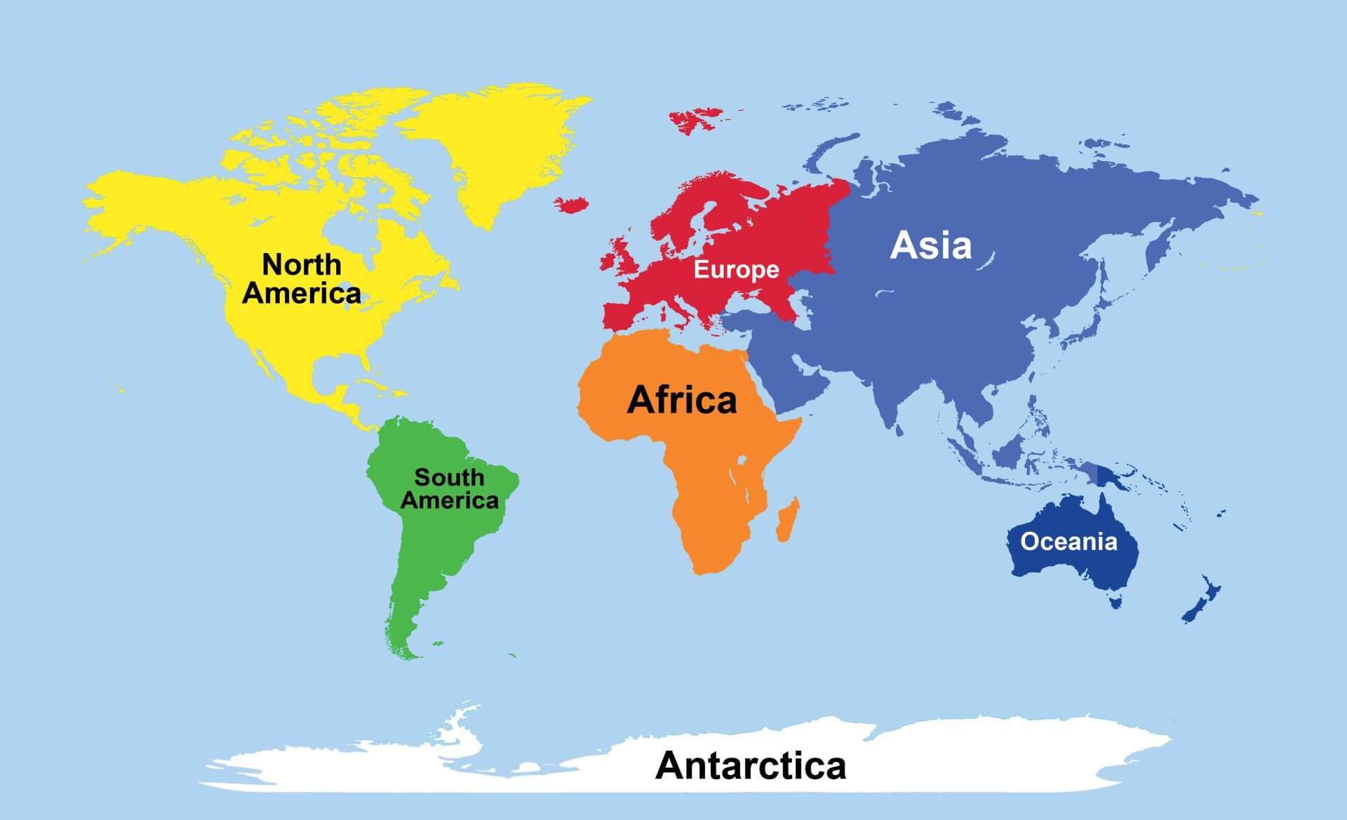 Carte vierge des continents du Monde