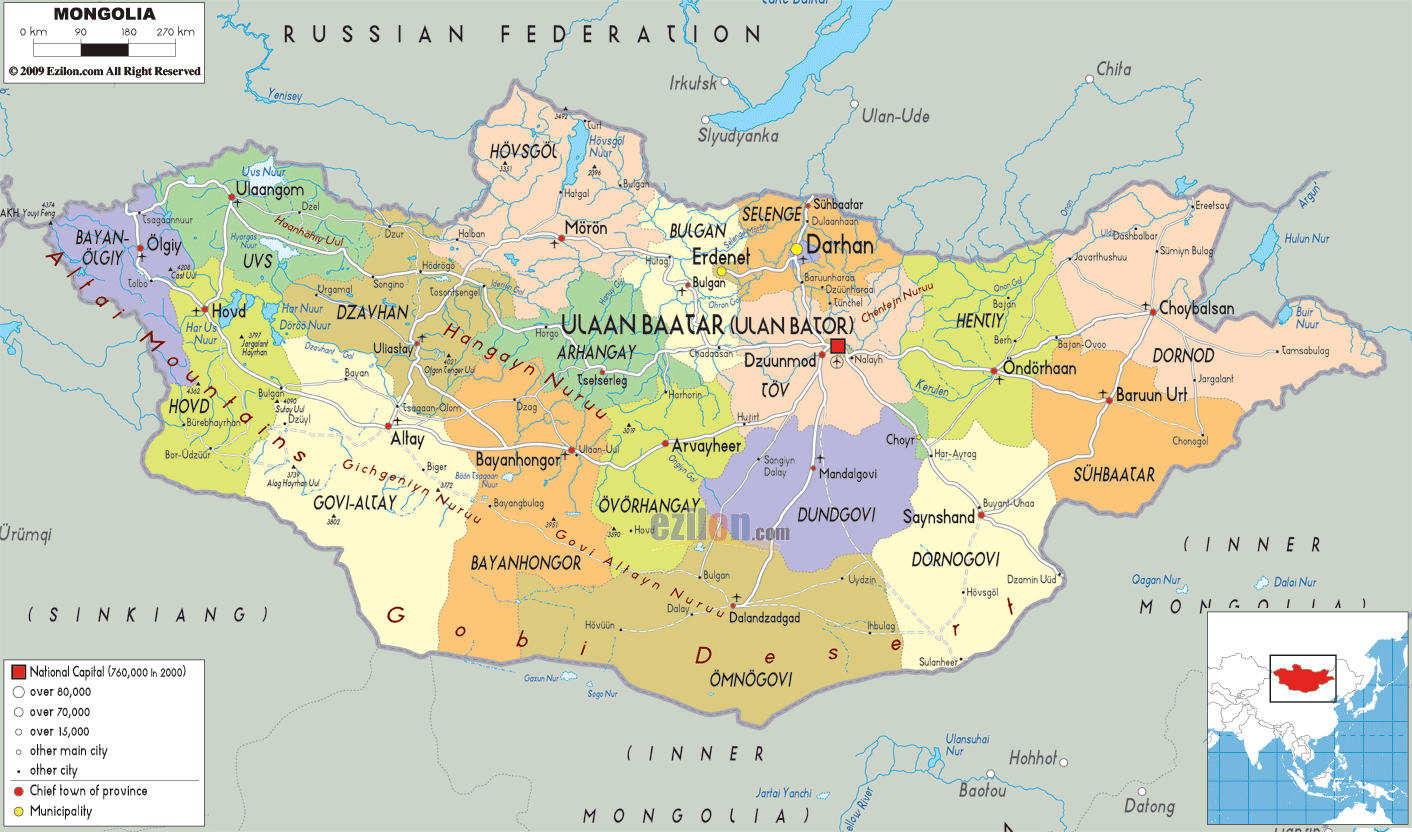 politique carte du mongolie