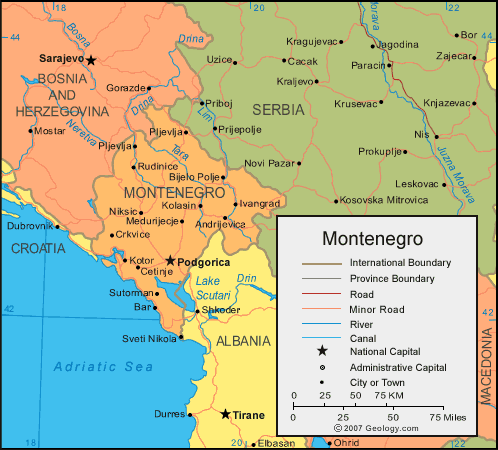 carte du Montenegro