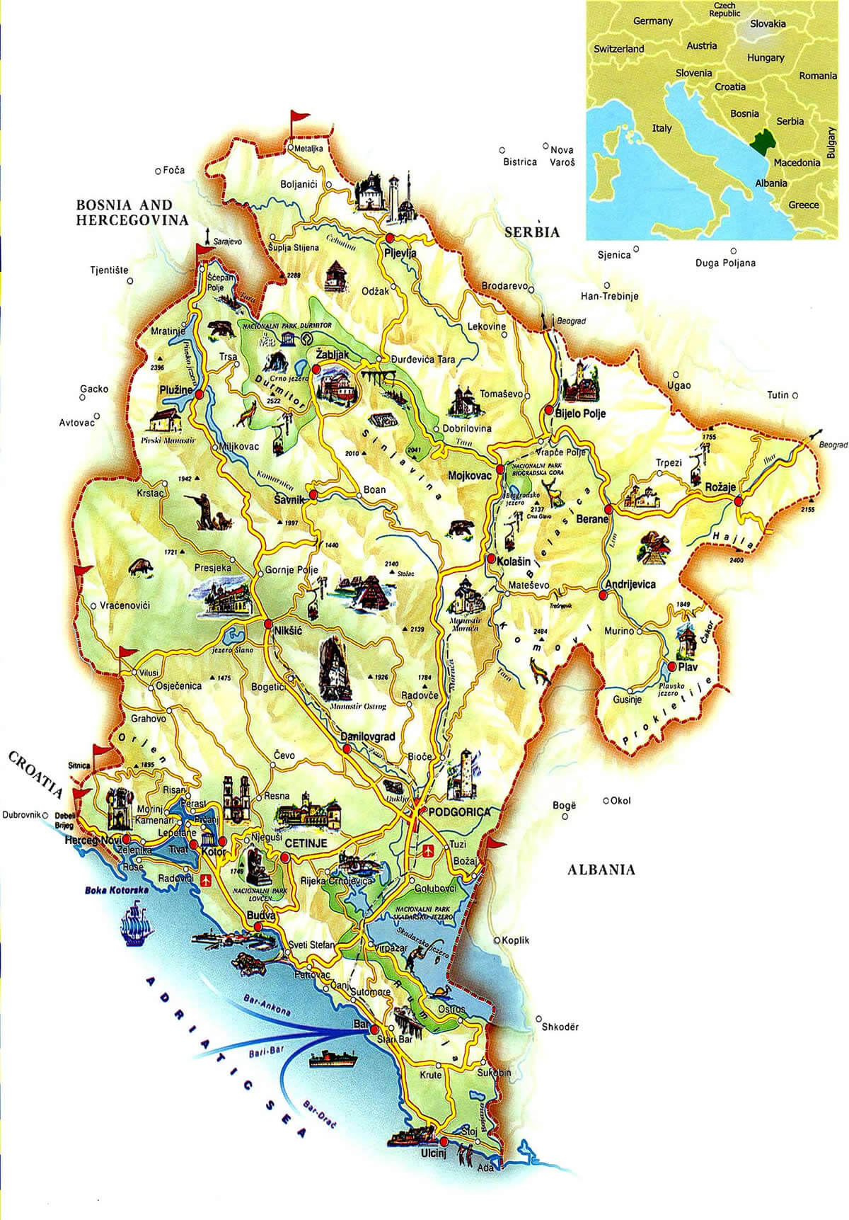 Carte Touristique du Monténégro