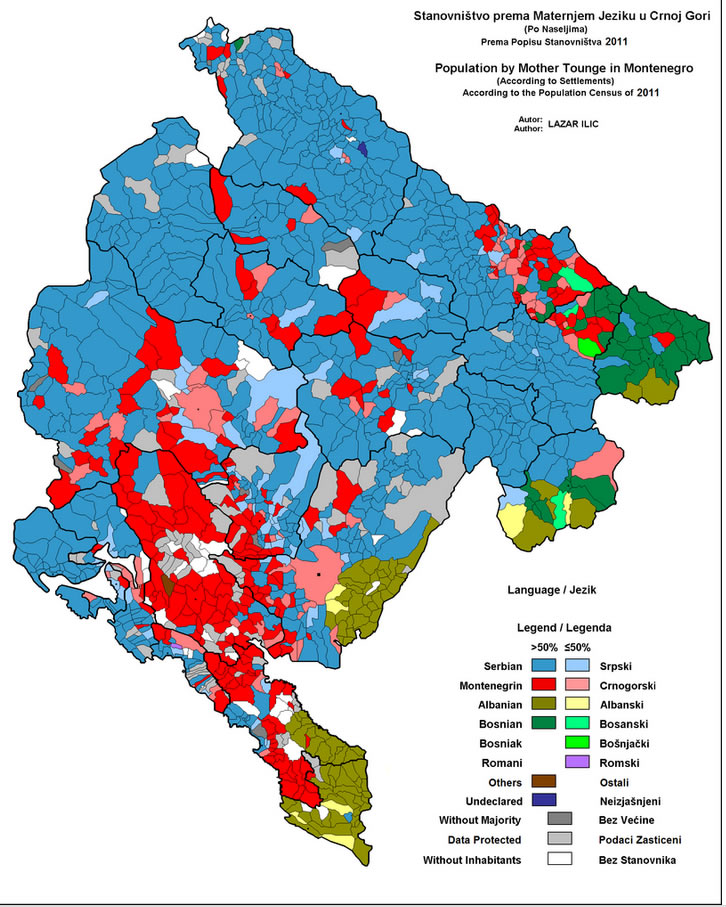 Montenegro Langue Carte 2011