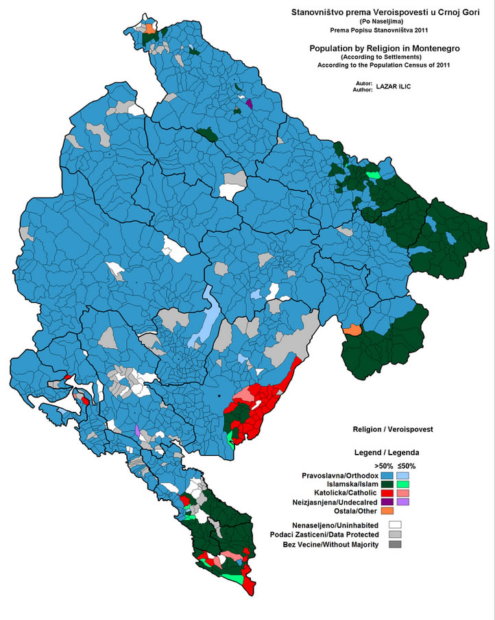 Montenegro Religion carte 2011