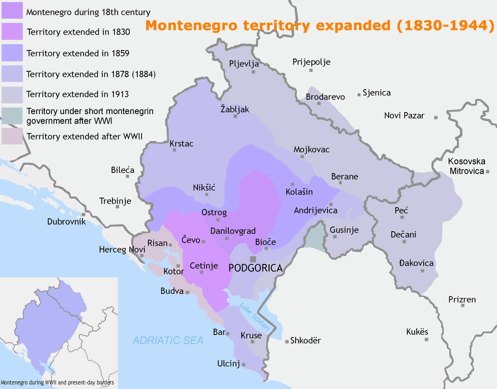 Montenegro Territoire Etendu 1830 1944