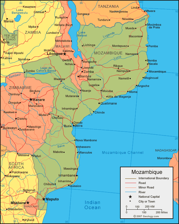 carte du Mozambique