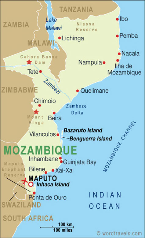 villes mozambique carte