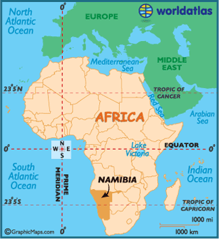 namibie afrique carte