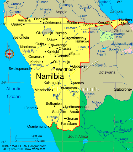 namibie carte politique