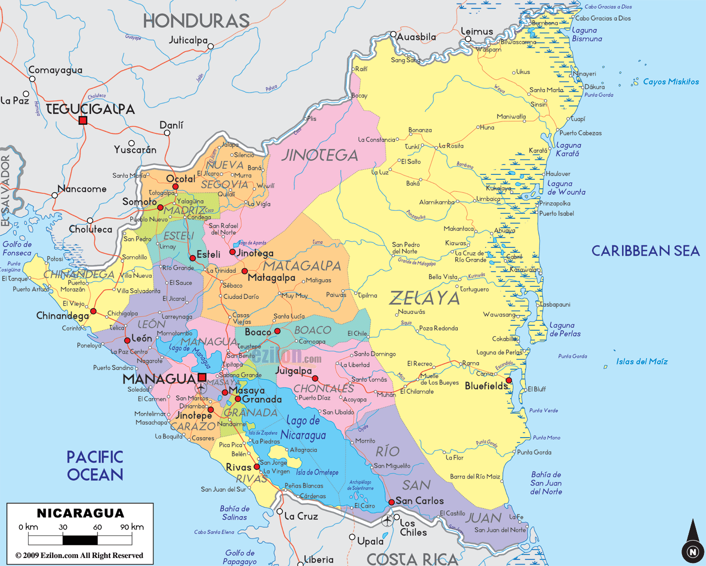 politique carte du nicaragua