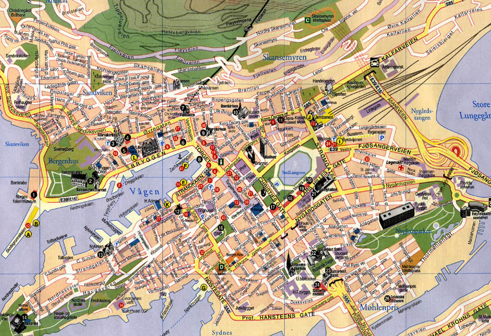 Bergen touristique plan