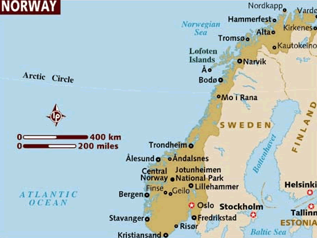 norvege villes carte