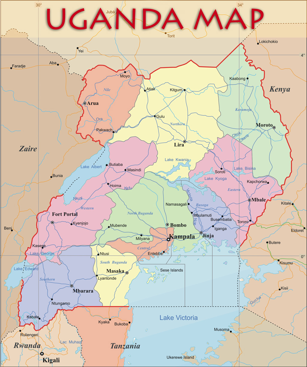administratif carte du Ouganda