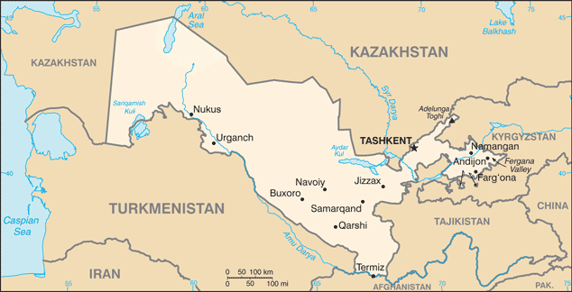Ouzbékistan carte