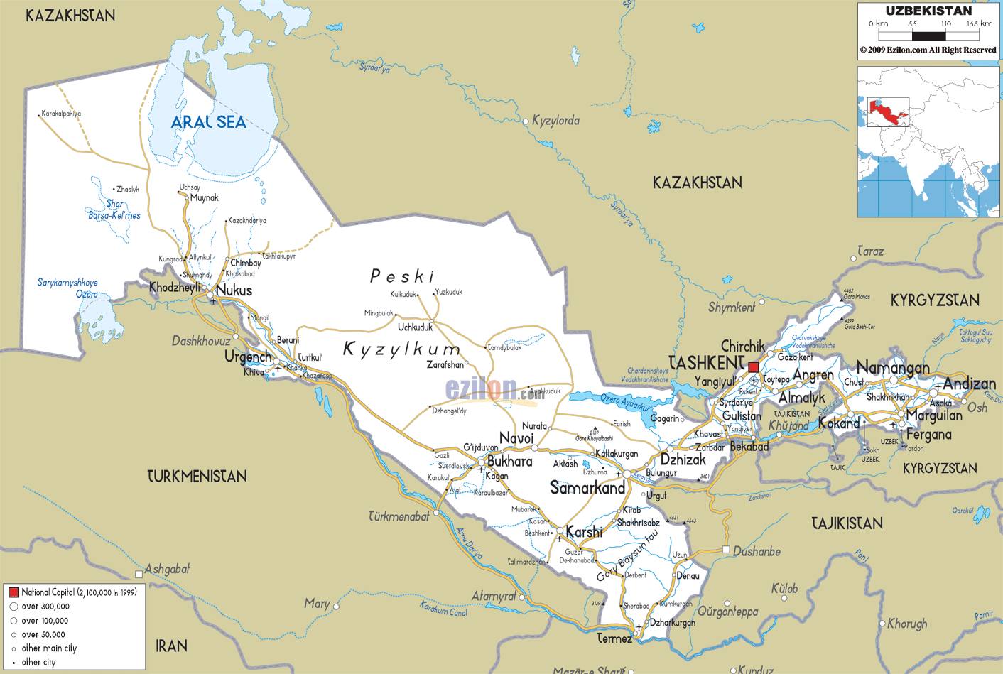 Ouzbékistan itineraire carte