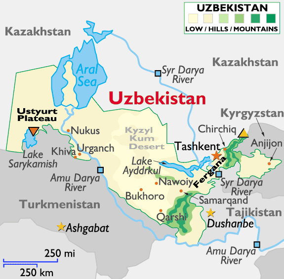 regional carte du Ouzbékistan