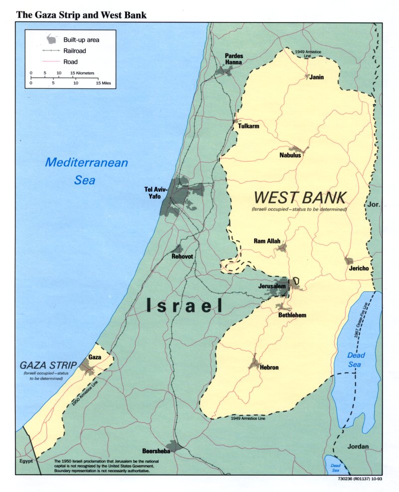 gaza ouest bank carte palestine