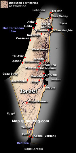 israel palestine satellite carte