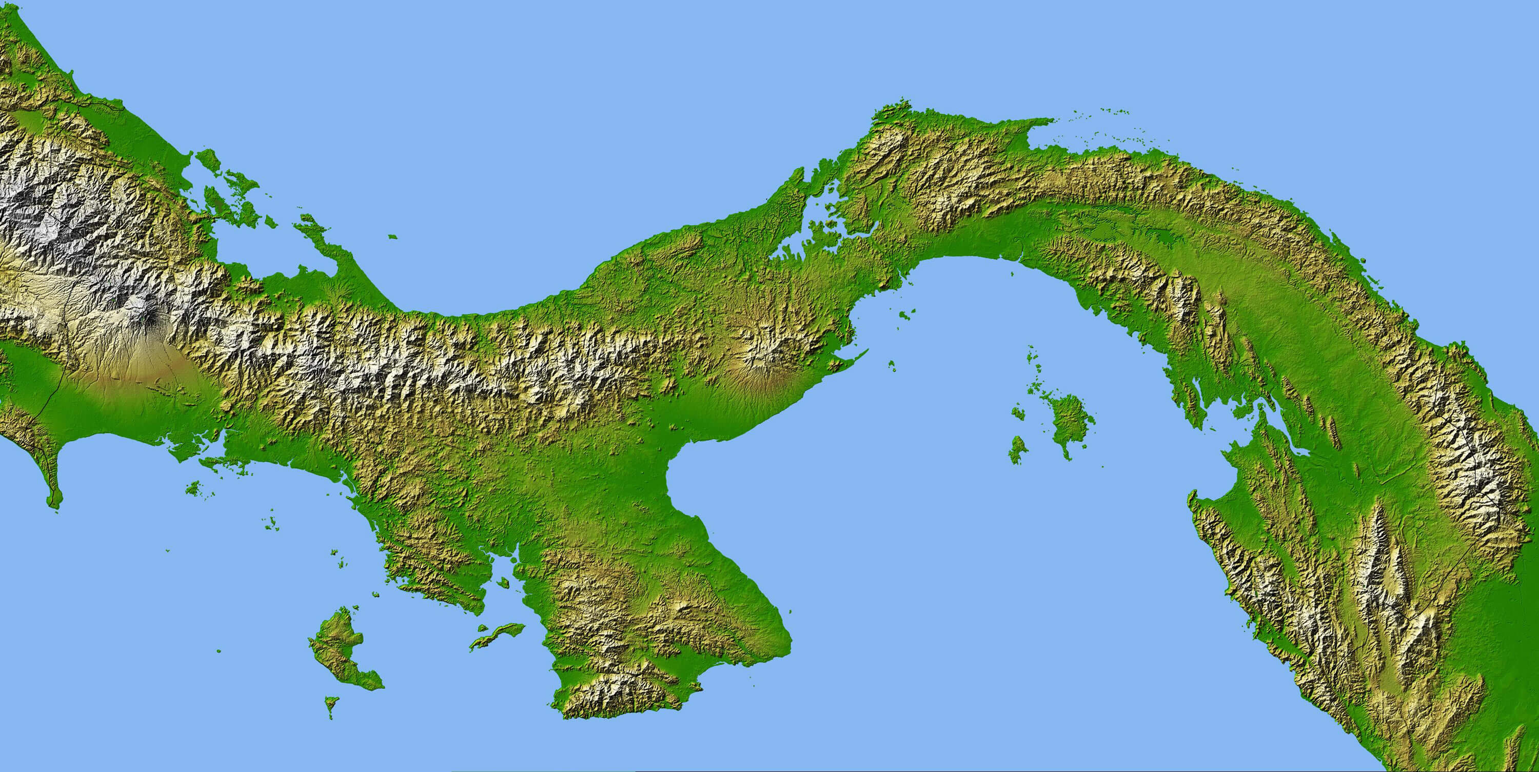 Carte Physique du Panama Cities