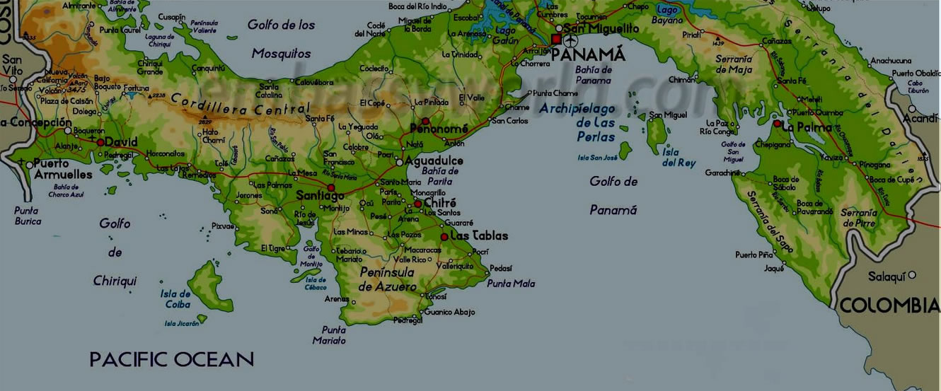 carte physique de panama city