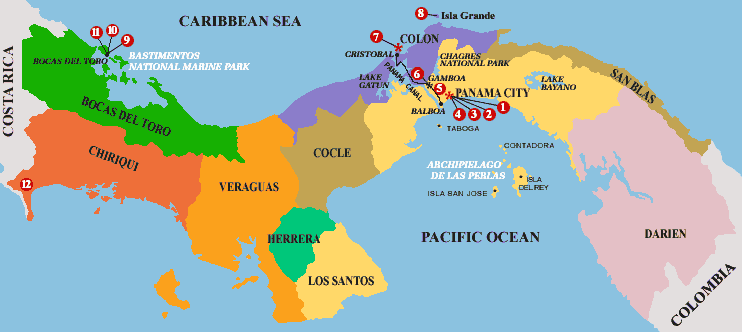 Panama Regions Carte