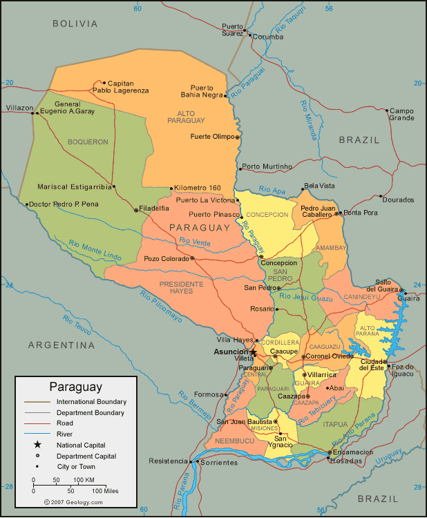 carte du Paraguay