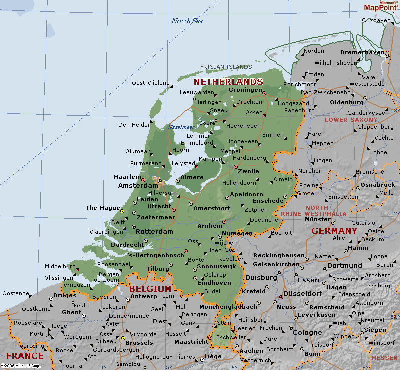 Pays Bas physique carte