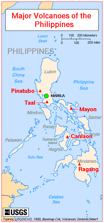 carte du philippines volcanoes