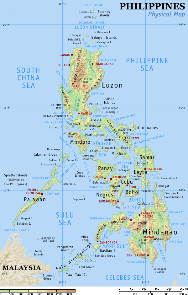 philippines physique carte