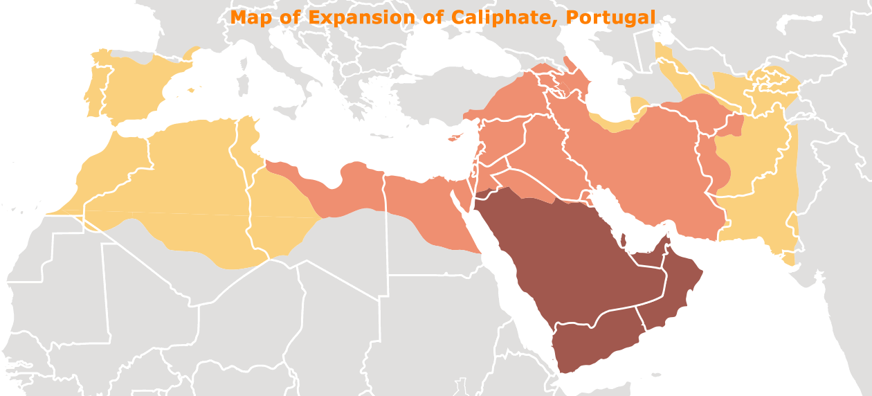 Carte du Expansion of Caliphate Portugal