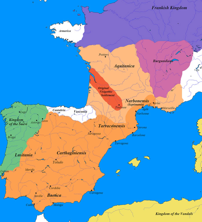 Carte du the Visigothic Kingdom Portugal