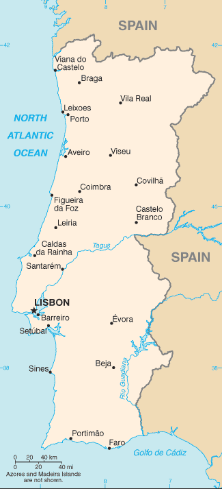 Portugal Petit villes échelle Carte