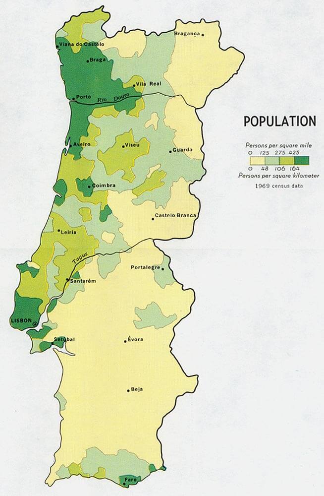 Portugal Population Carte